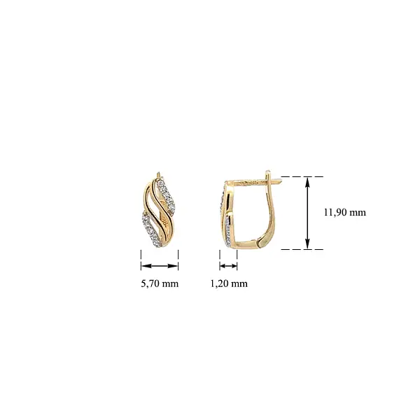 Золотые серьги с цирконами