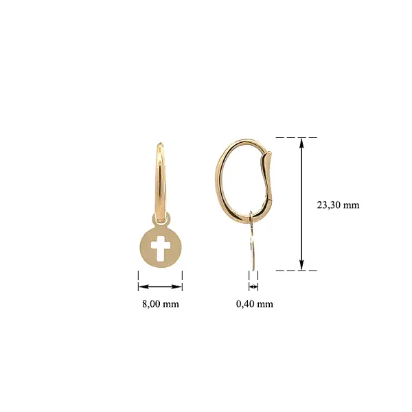 Серьги-пусеты 'Золотой крест