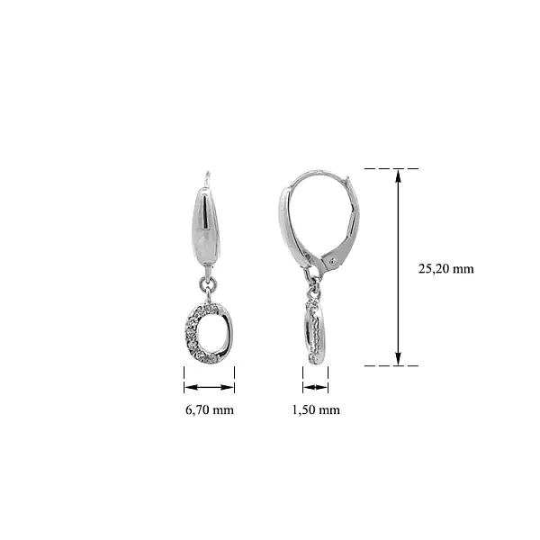 Серьги-пусеты из белого золота с цирконами