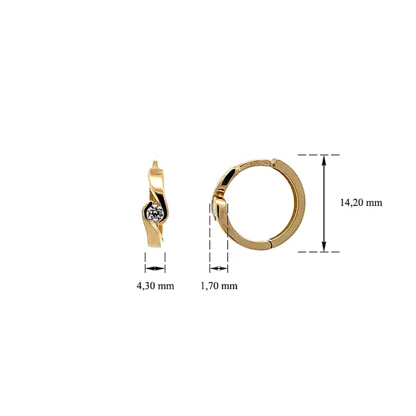 Золотые круглые серьги с цирконами