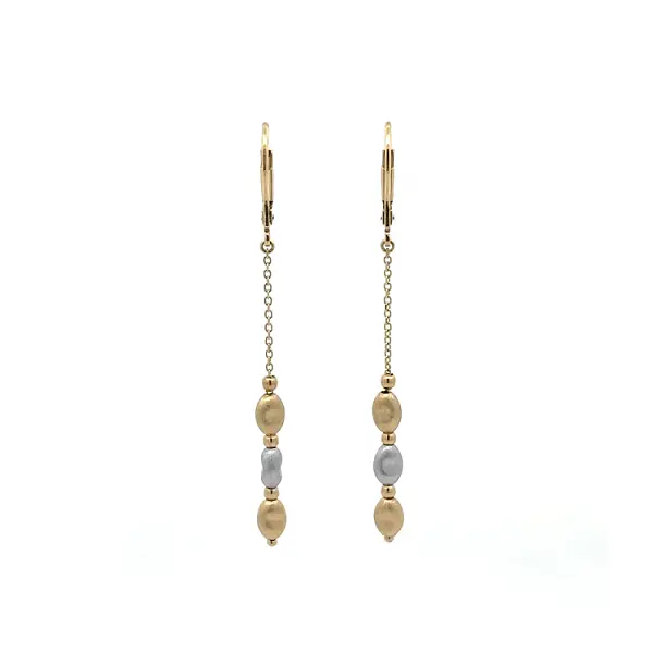 Золотые комбинированные серьги-пусеты