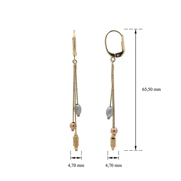 Золотые комбинированные серьги-пусеты