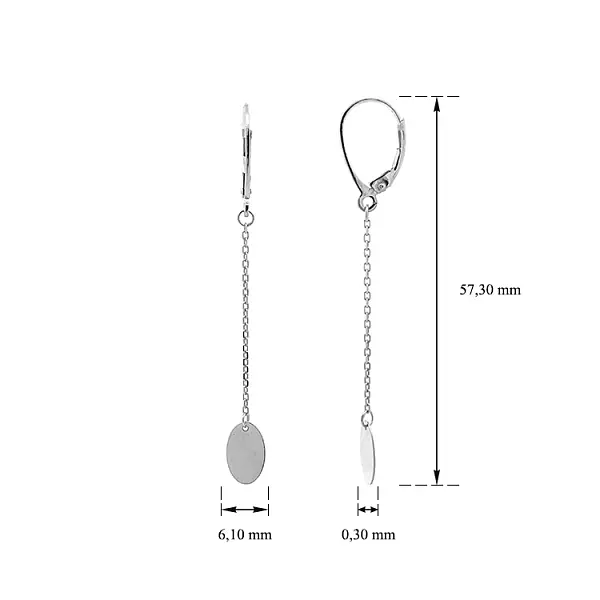 Серьги-пусеты из белого золота
