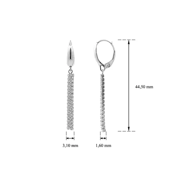 Серьги-пусеты из белого золота с цирконами