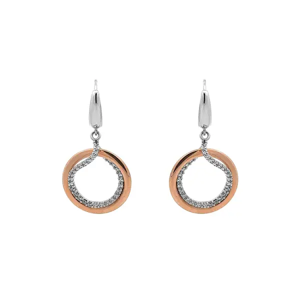 Золотые серьги-пусеты с цирконами