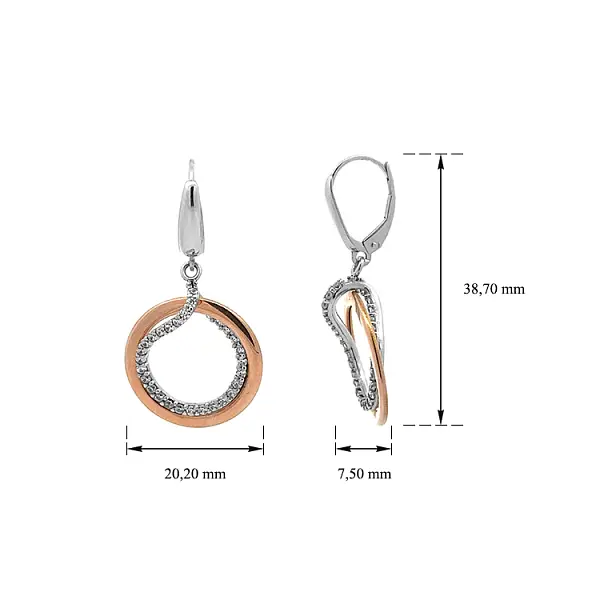 Золотые серьги-пусеты с цирконами