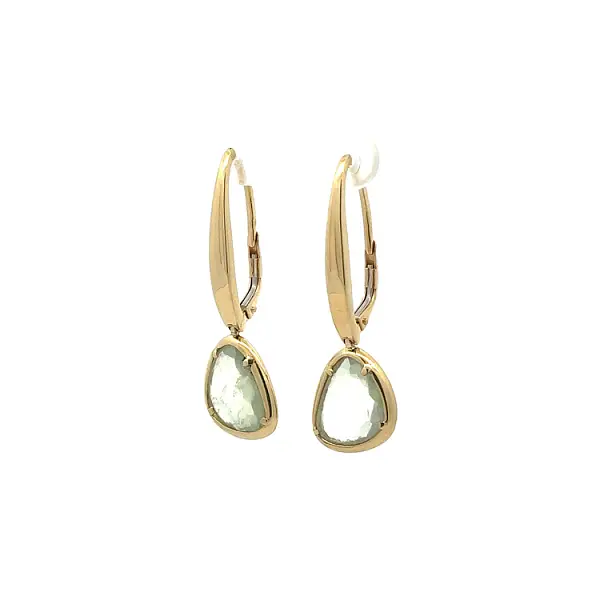 Золотые серьги-пусеты с голубым камнем