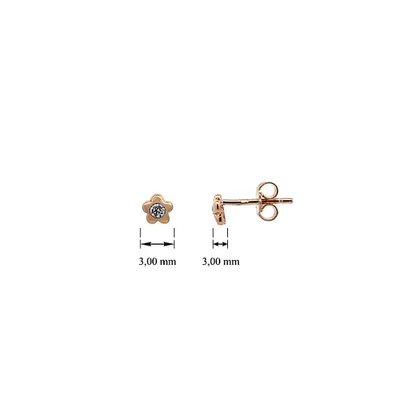 Золотые серьги-гвоздики 'Цветы с цирконами