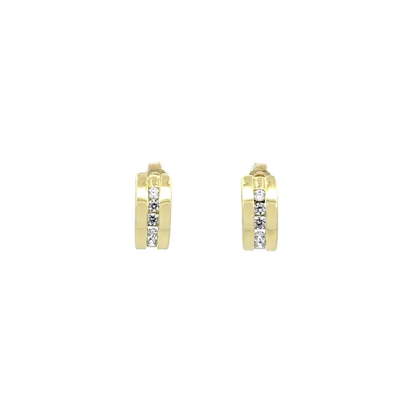 Золотые серьги с цирконами полукругом