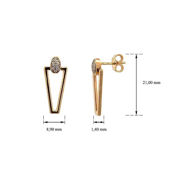 Золотые серьги с цирконами