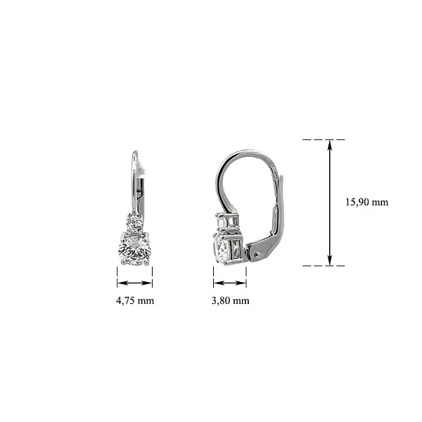 Серьги с цирконами из белого золота