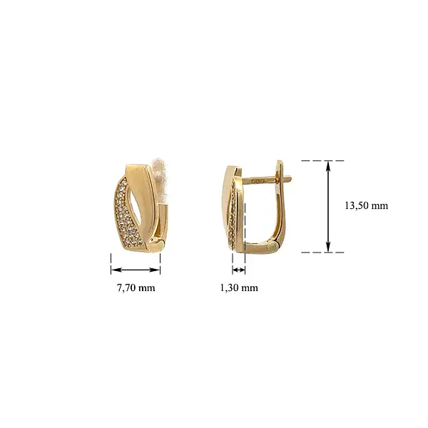 Золотые серьги с цирконами