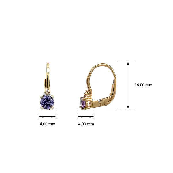 Золотые серьги с аметистом