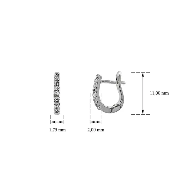 Серьги с цирконами из белого золота