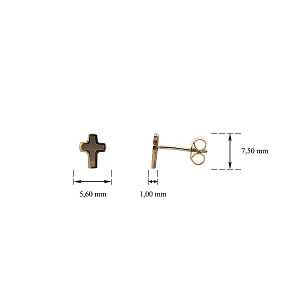 Серьги-кресты из комбинированного золота