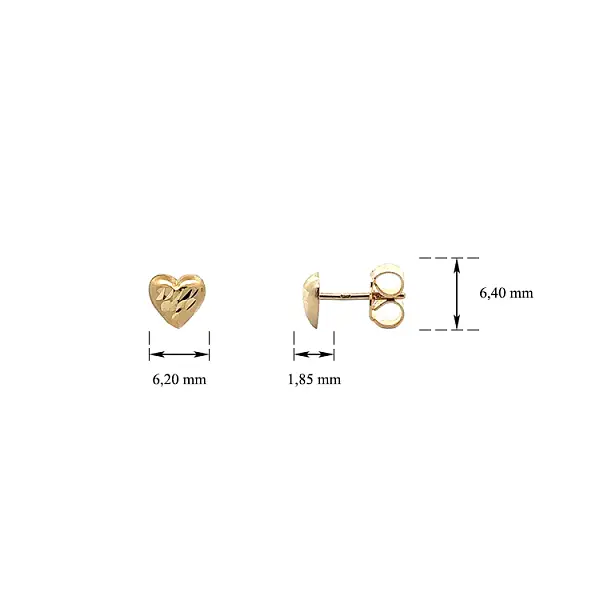 Золотые серьги-гвоздики Сердечки