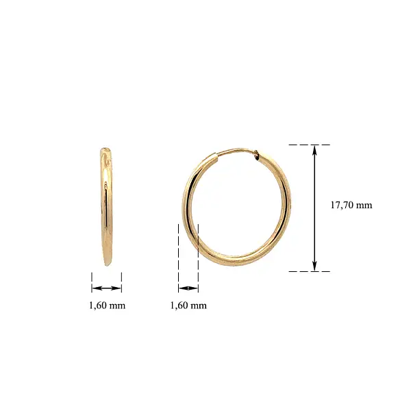 Классические круглые серьги из желтого золота