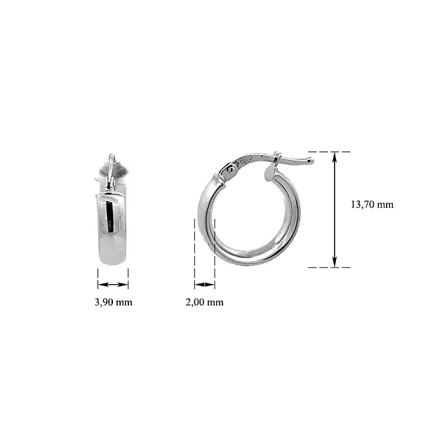 Круглые серьги из белого золота с гладкой поверхностью