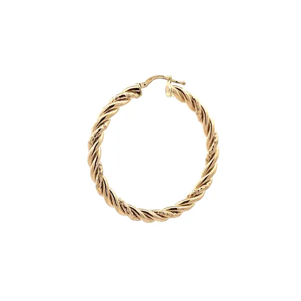 Роскошные круглые серьги из желтого золота с витым узором