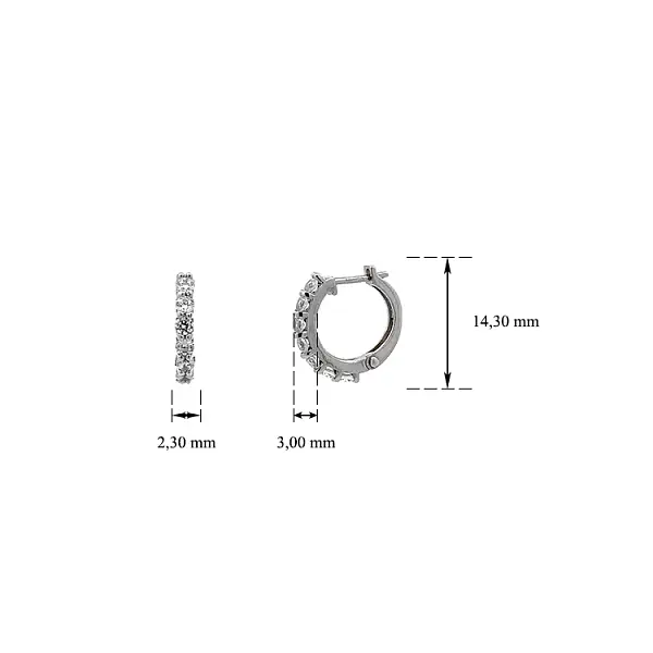 Круглые серьги с цирконами из белого золота