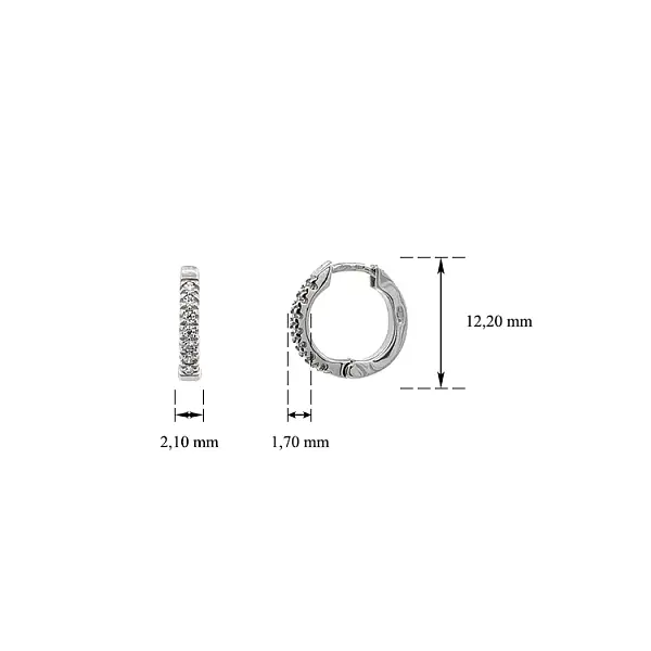 Круглые серьги с цирконами из белого золота