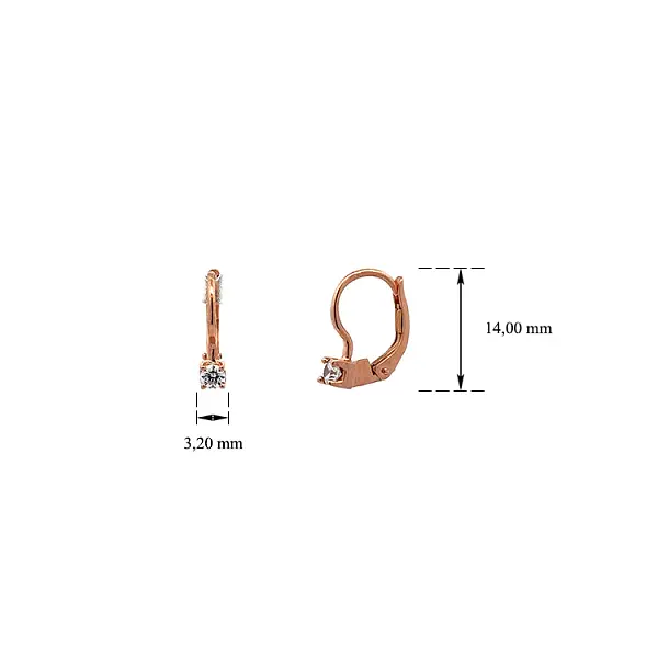 Серьги с цирконами из розового золота