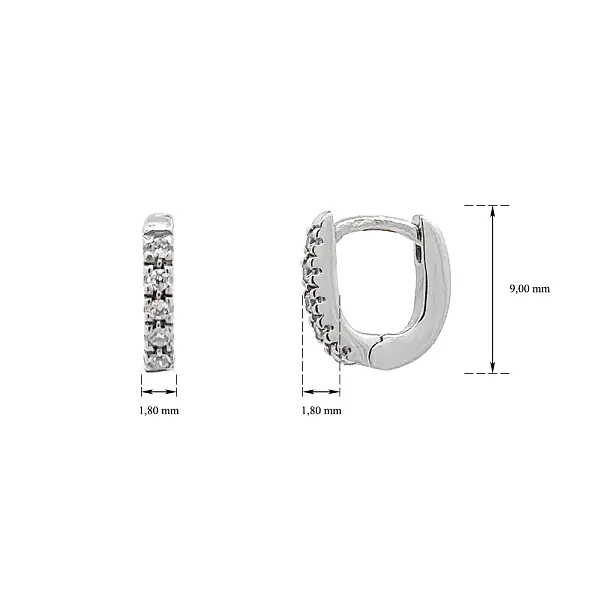 Круглые серьги с цирконами из белого золота