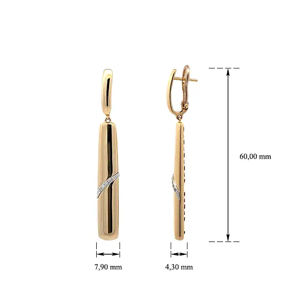 Яркие серьги-пусеты - сочетание элегантности желтого золота и цирконов
