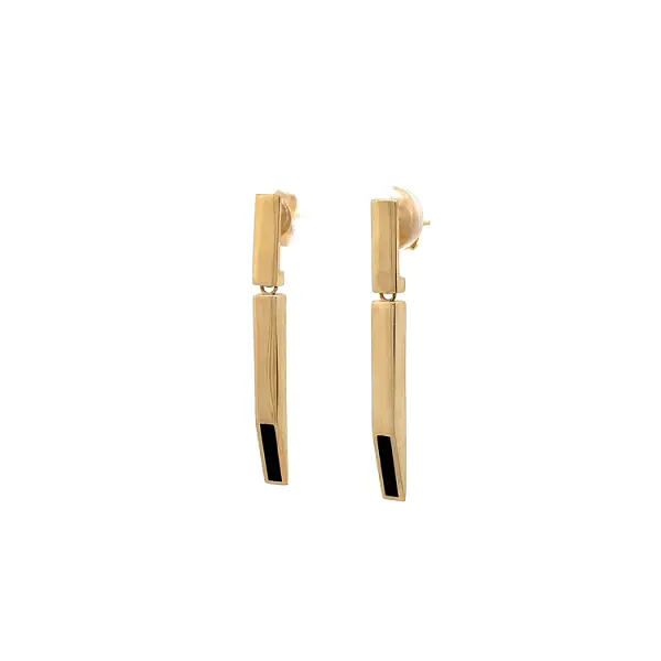 Золотые серьги-подвески с эмалью