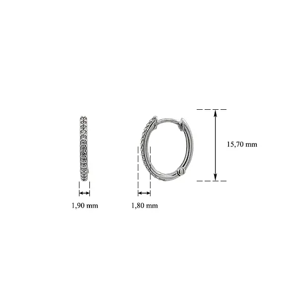 Круглые серьги с цирконами из белого золота