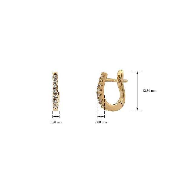 Золотые круглые серьги с цирконами