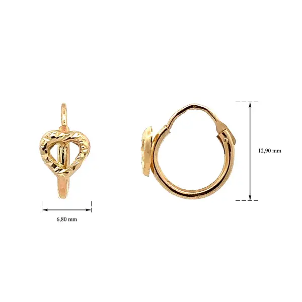Золотые круглые серьги Сердца