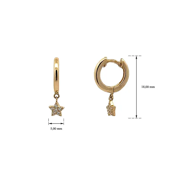 Золотые серьги Морская звезда с цирконами