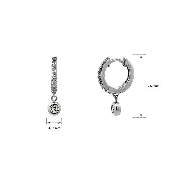 Серьги с цирконами из белого золота