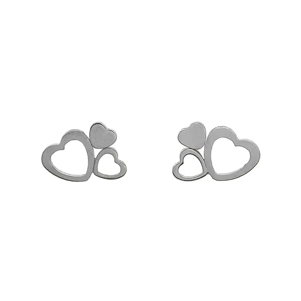 Серьги 'Сердечки' из белого золота