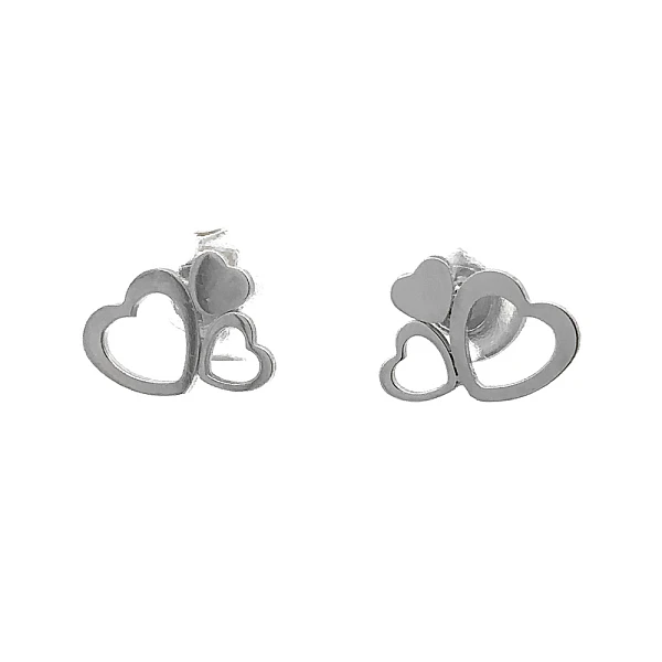 Серьги 'Сердечки' из белого золота