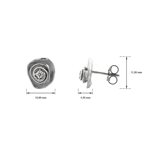 Серьги с цирконами из белого золота