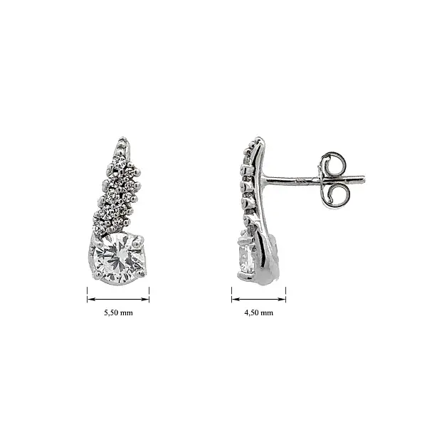 Серьги с цирконами из белого золота