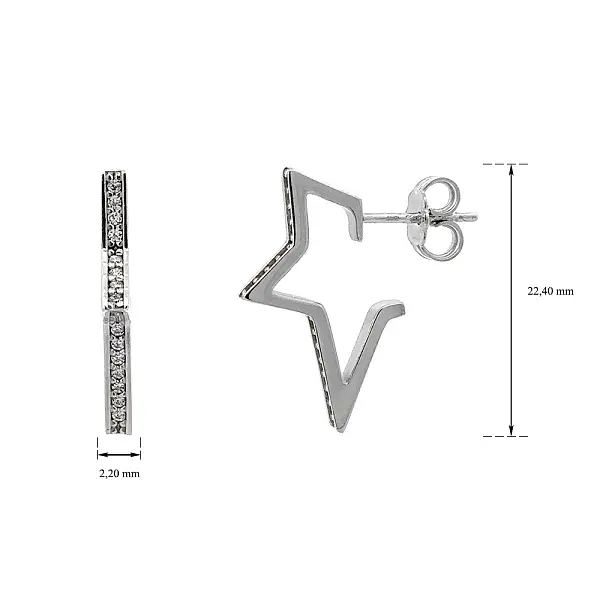 Серьги с цирконами из белого золота