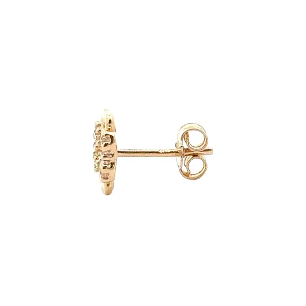 Золотые серьги 'Печек' Четырехлистник с циркониями