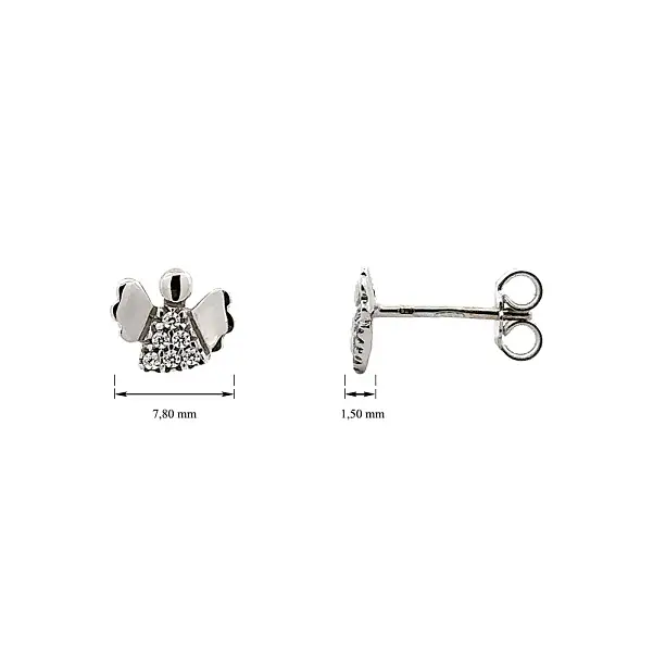 Серьги 'Ангел' с цирконами из белого золота