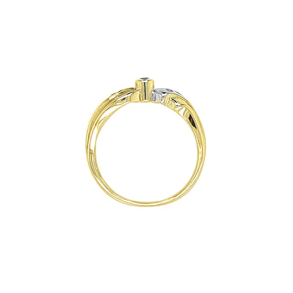 Золотое кольцо с цирконами из комбинированного золота