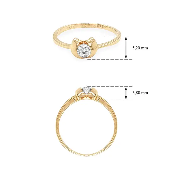 Золотое обручальное кольцо с цирконом