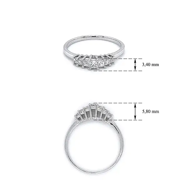 Кольцо с цирконами из белого золота