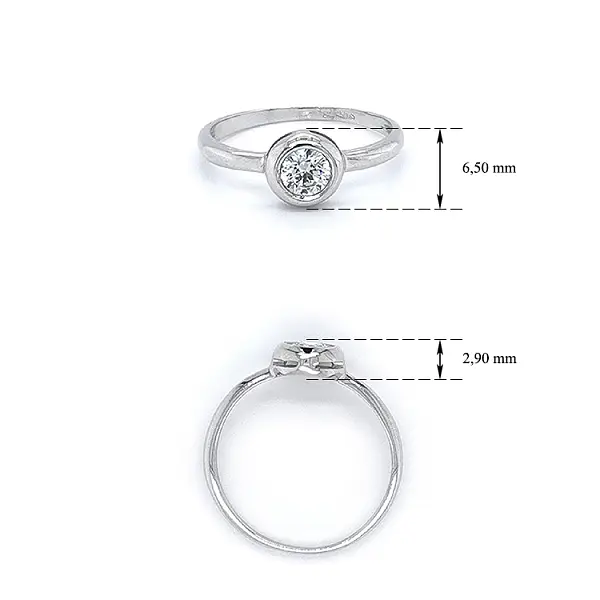 Помолвочное кольцо с цирконом из белого золота