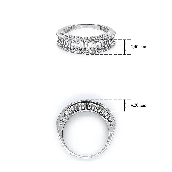 Кольцо с цирконами из белого золота