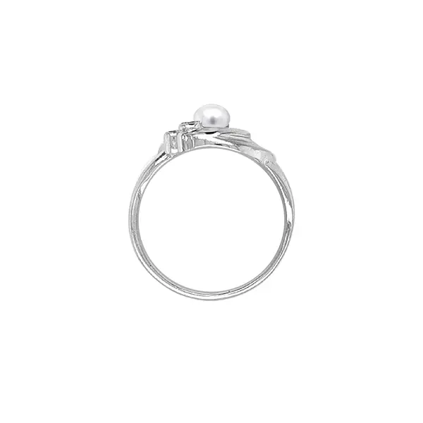 Золотое кольцо с жемчугом и цирконами