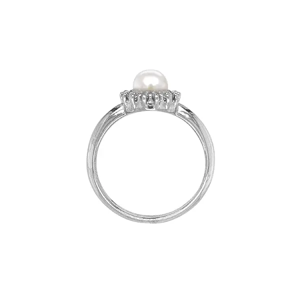 Золотое кольцо с жемчугом и цирконами