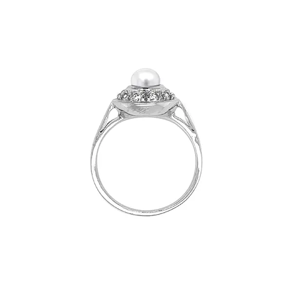 Золотое кольцо с жемчугом и цирконами