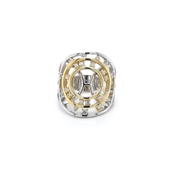 Кольцо с цирконием в комбинации с золотом